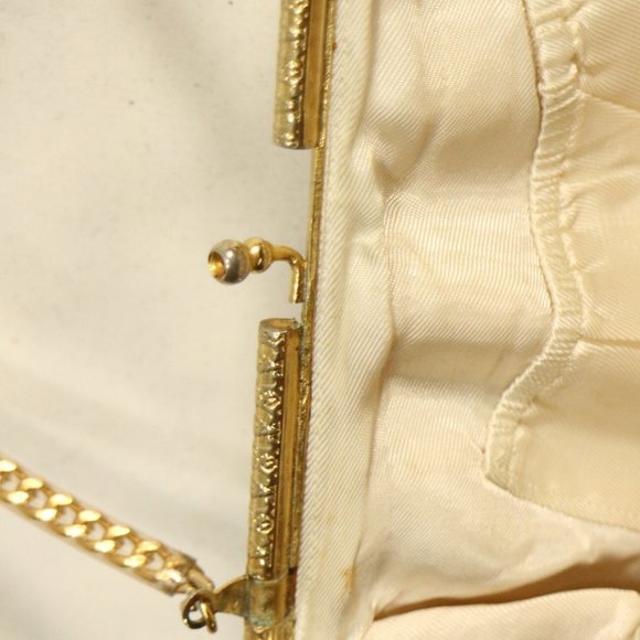 Vintage Gold Tone Pearled Clutch Bag - Picture 7 of 8